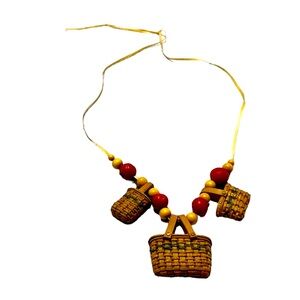 Handmade Summer Necklace Featuring Baskets and Beads